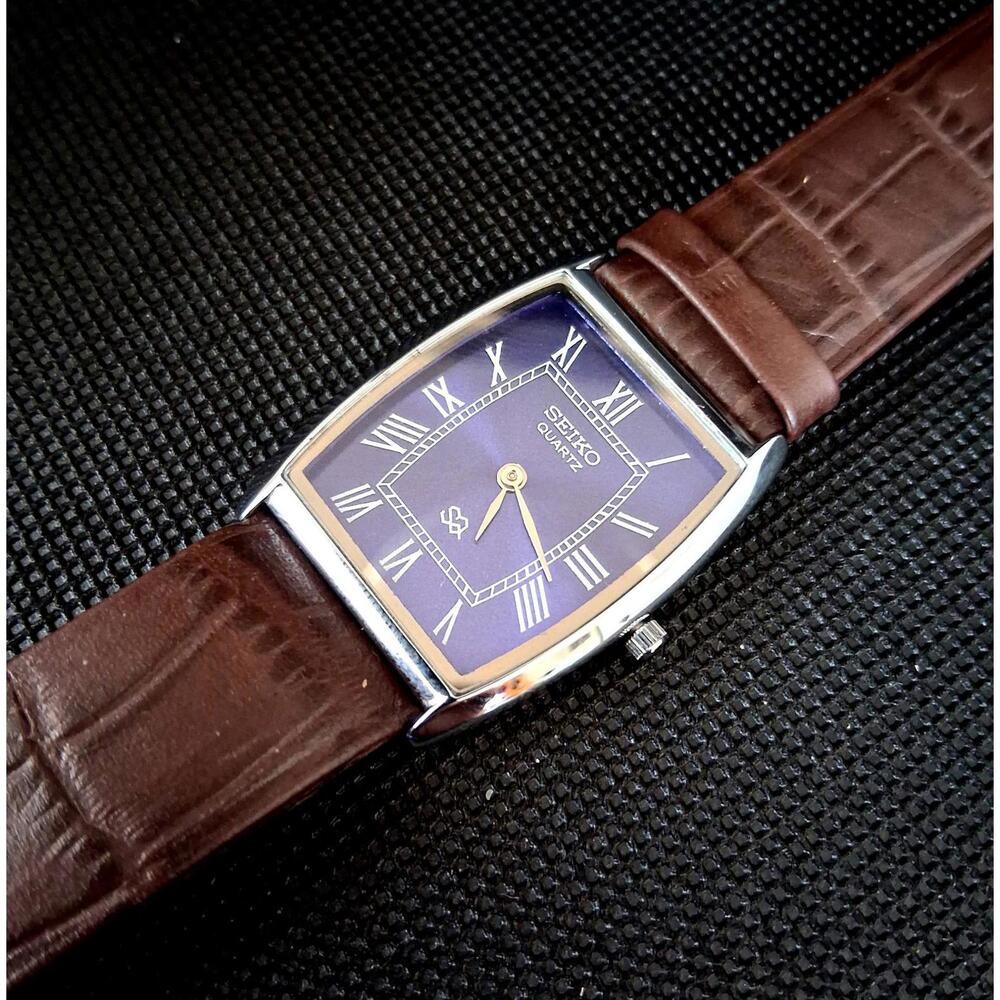 Men's Vintage Seiko Barrel/Tonneau Leather Tank RARE‎ - Picture 6 of 8